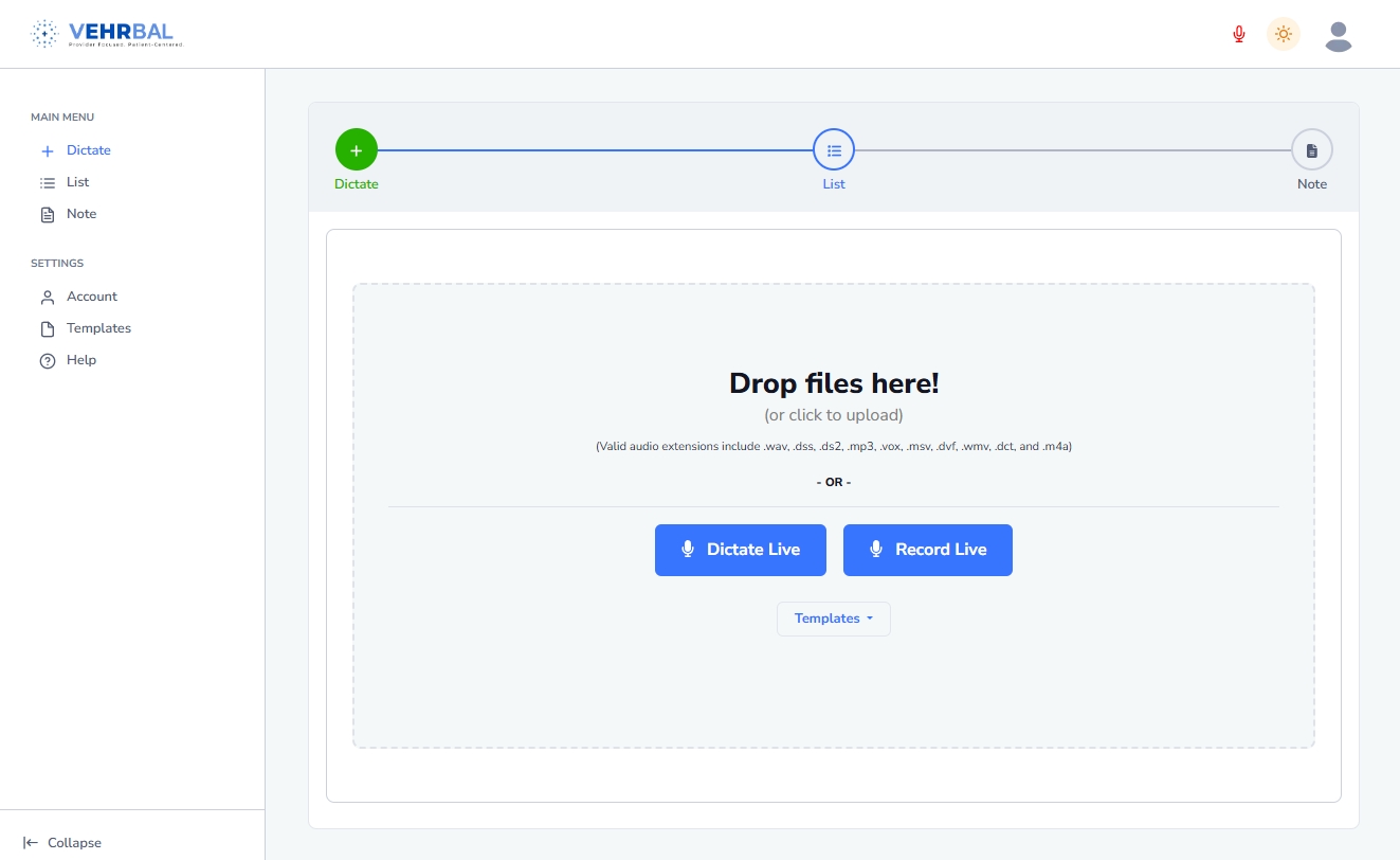 VEHRBAL Dashboard Interface